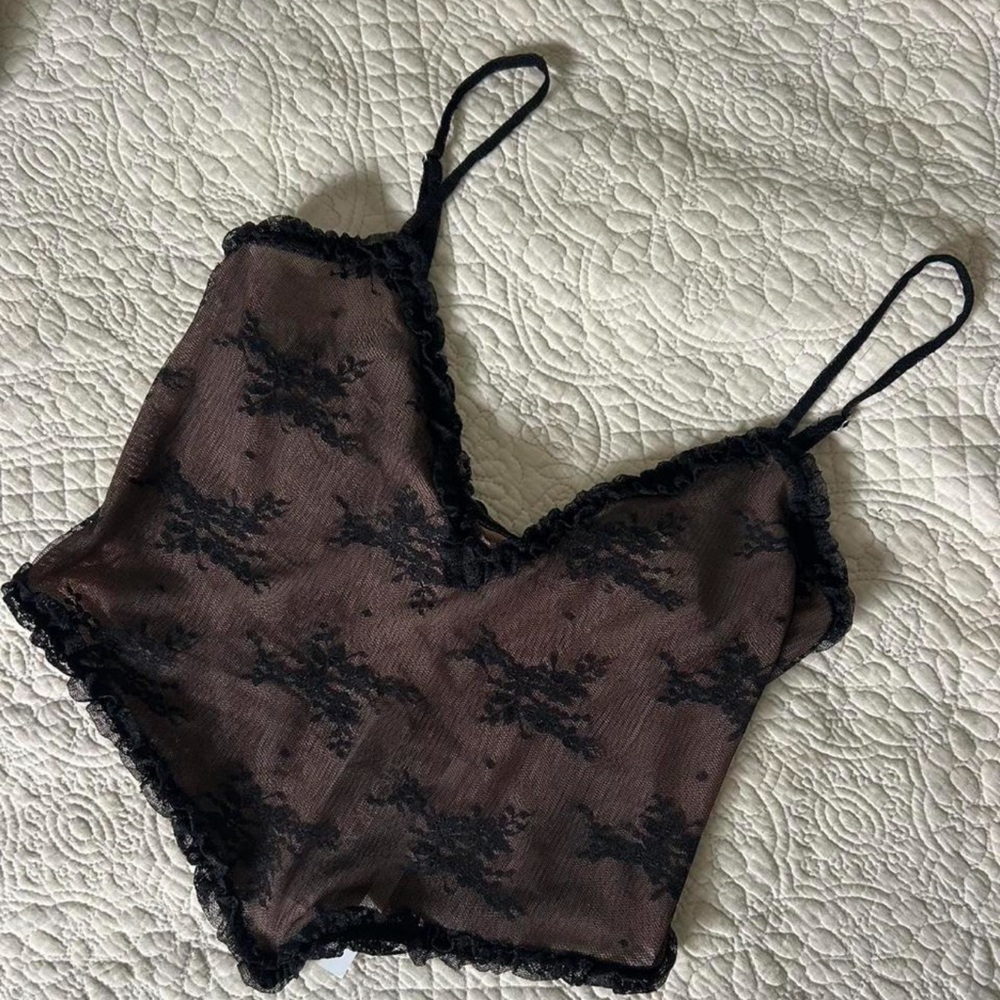 Tiger Mist Sheer Black Lace Top